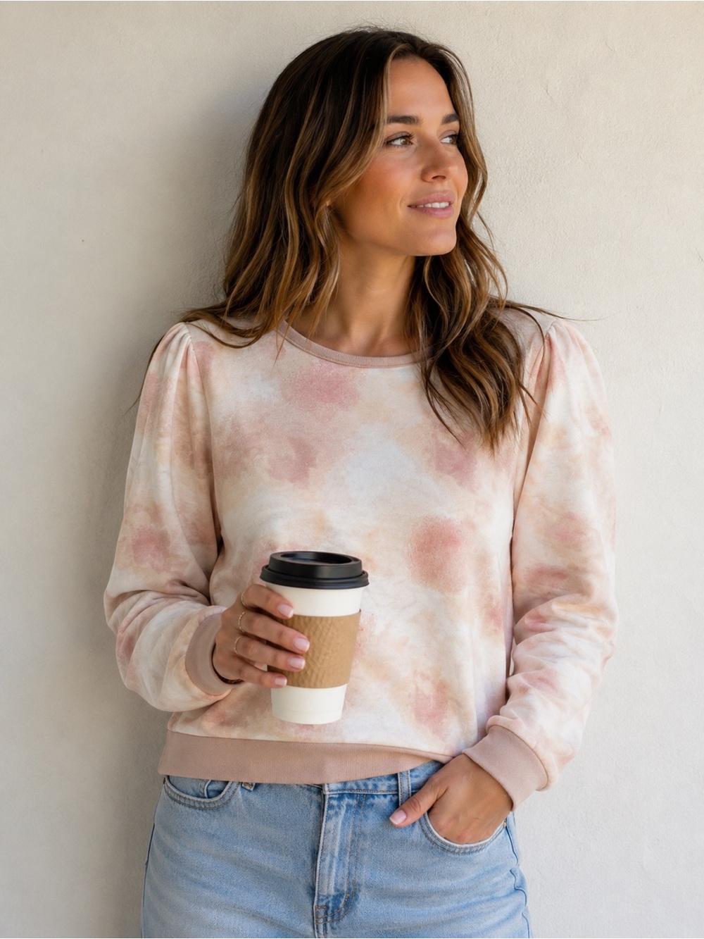 Rachel Parcell Puff Sleeve Tie Dye Sweater Women’s Large